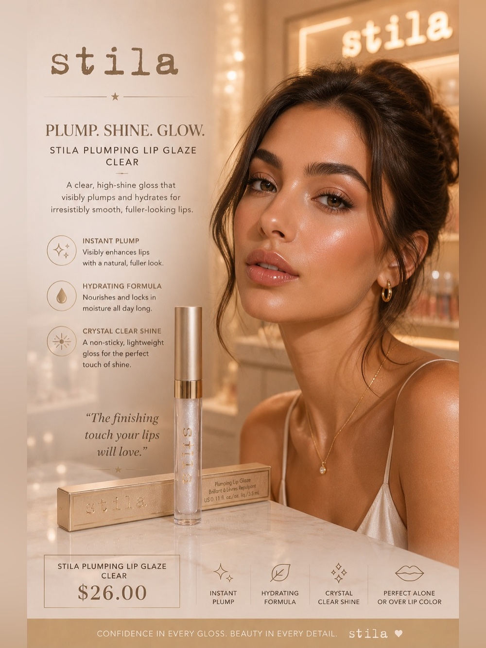 Stila Plumping Lip Glaze in Clear - Gold Accent Packaging - Picture 2 of 5